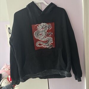 Black Hoodie with Dragon Design